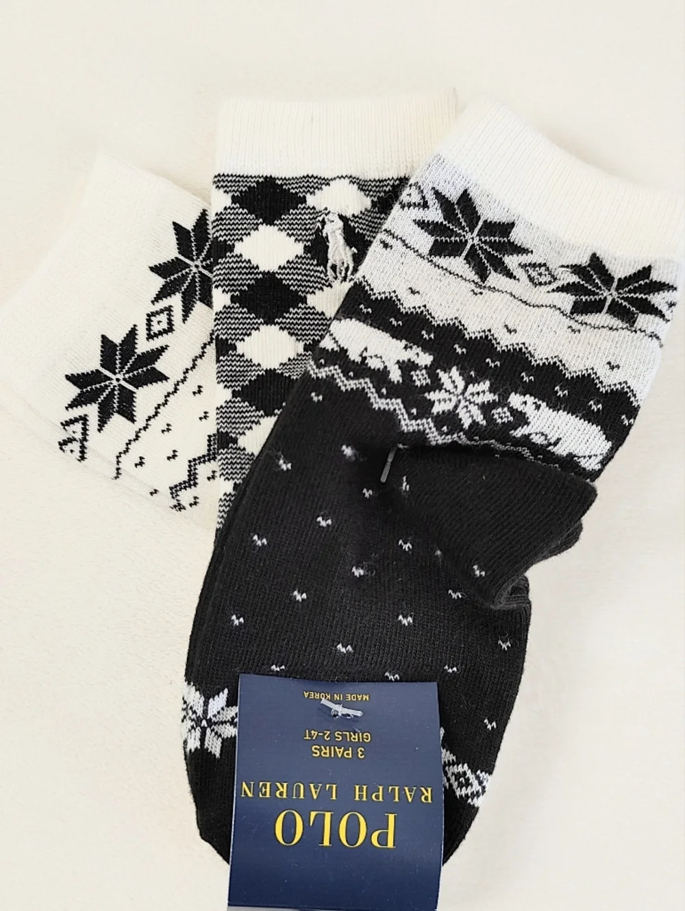 Polo Ralph Lauren Kids Socks Girls 2T-4T Fair Isle Ankle Dress Socks 3PK
